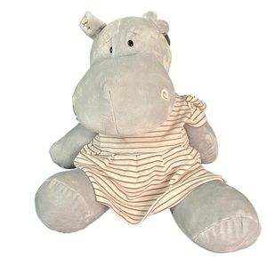 Applesauce Hippopotamus in Dress Stuffed Animal Plush Gray Hippo